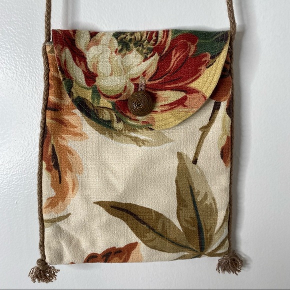 Vintage Susan Todd Bark Cloth Bag Floral Tassel Mini Crossbody - Picture 3 of 11